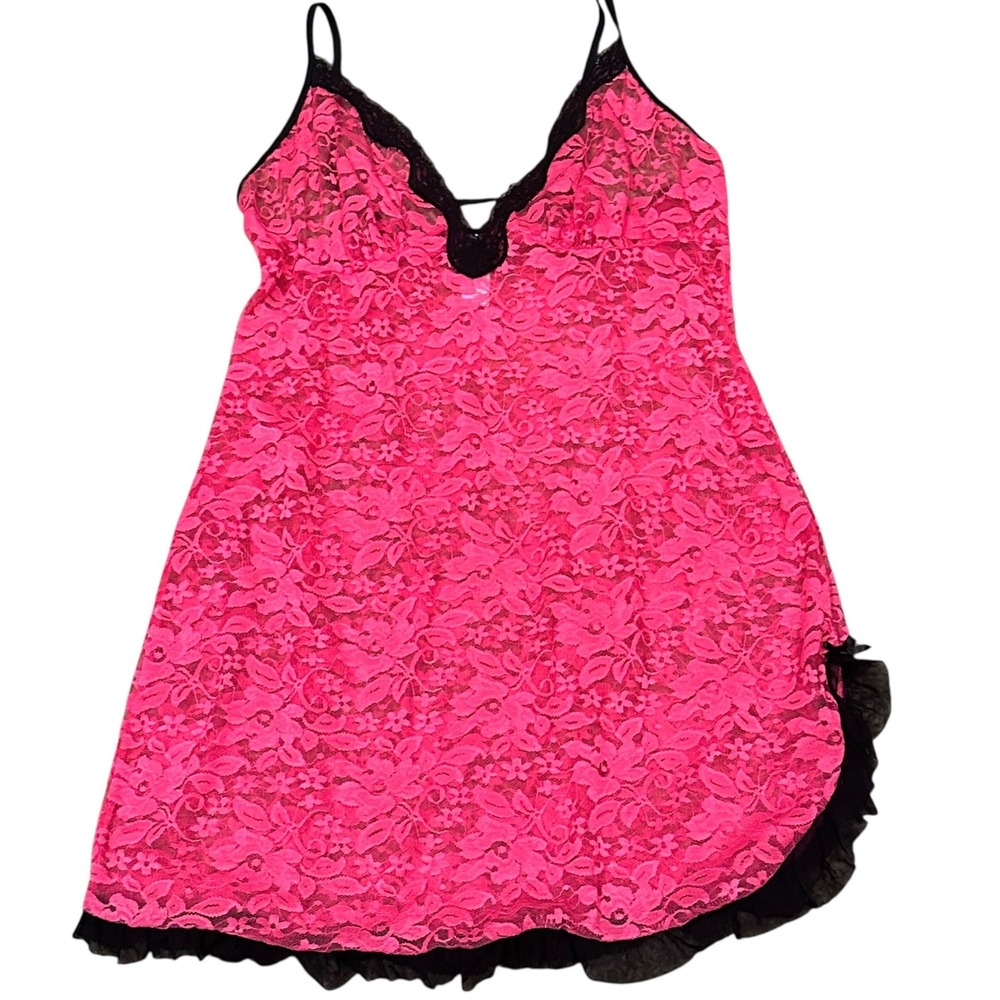 Secret Treasures Nighty Women Medium Hot Pink Good Lace Sexy Babydoll Lingerie